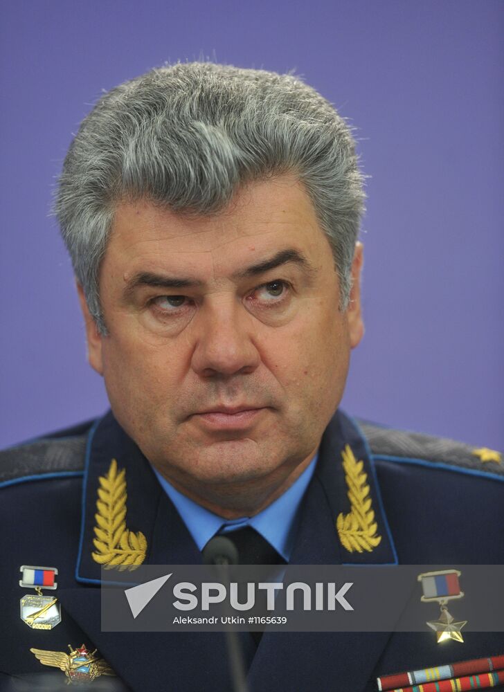 Air Force Chief Commander Viktor Bondarev gives news conference