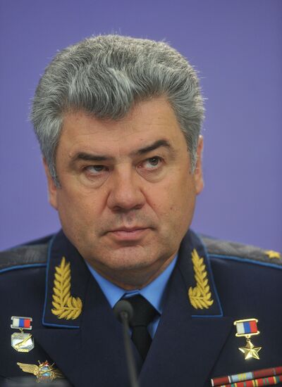 Air Force Chief Commander Viktor Bondarev gives news conference