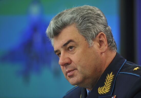 Air Force Chief Commander Viktor Bondarev gives news conference