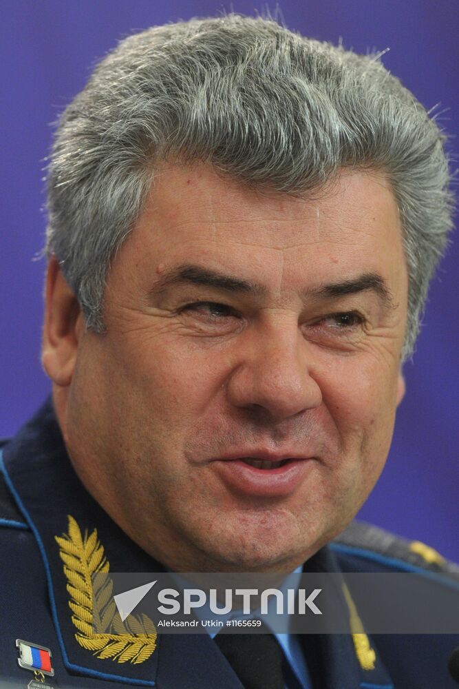 Air Force Chief Commander Viktor Bondarev gives news conference