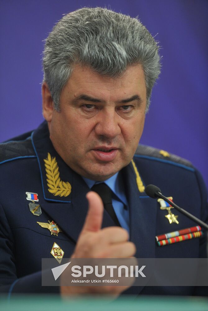 Air Force Chief Commander Viktor Bondarev gives news conference