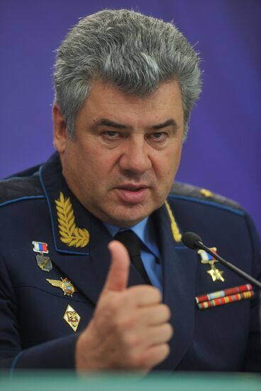 Air Force Chief Commander Viktor Bondarev gives news conference