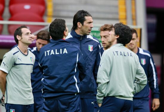 UEFA Euro 2012. Team training of Germany and Italy
