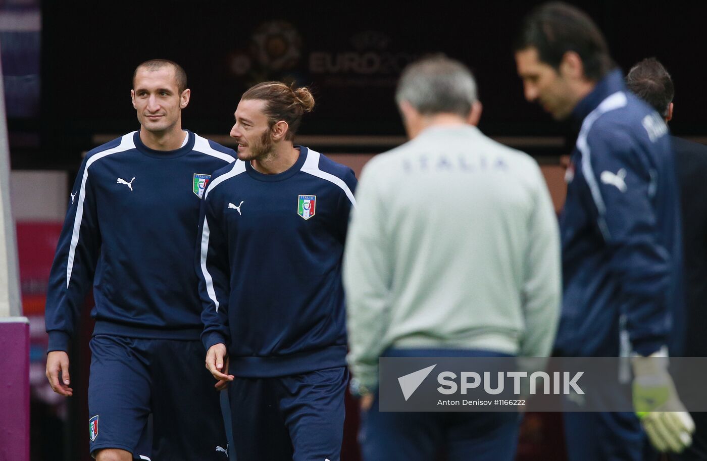 UEFA Euro 2012. Team training of Germany and Italy