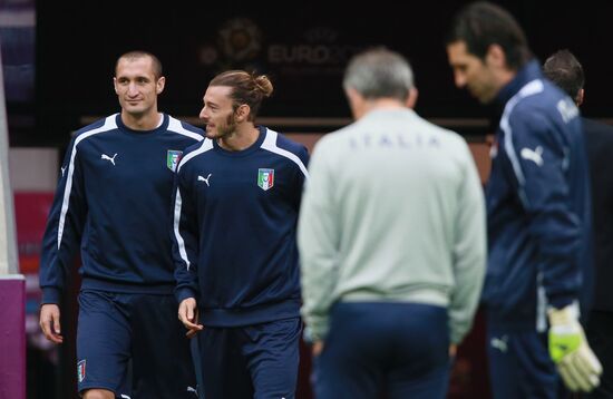 UEFA Euro 2012. Team training of Germany and Italy