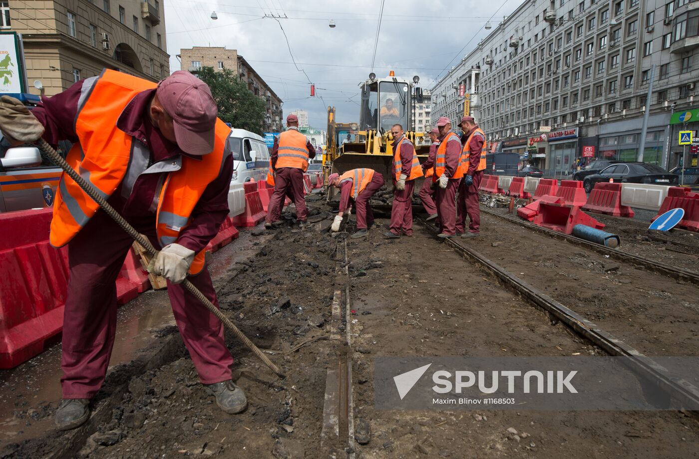 Modernization of tramway tracks in Moscow