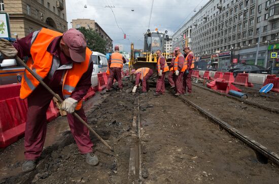 Modernization of tramway tracks in Moscow