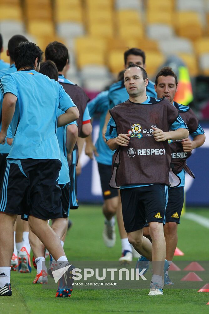 UEFA Euro 2012. Training of Italian and Spanish teams