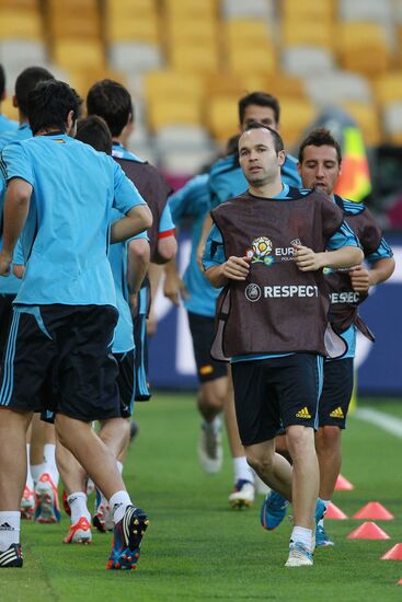 UEFA Euro 2012. Training of Italian and Spanish teams