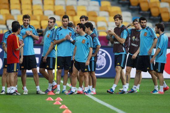 UEFA Euro 2012. Training of Italian and Spanish teams