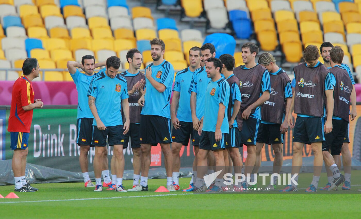UEFA Euro 2012. Training of Italian and Spanish teams
