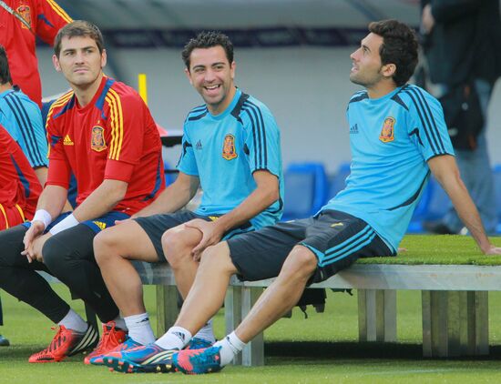 UEFA Euro 2012. Training of Italian and Spanish teams