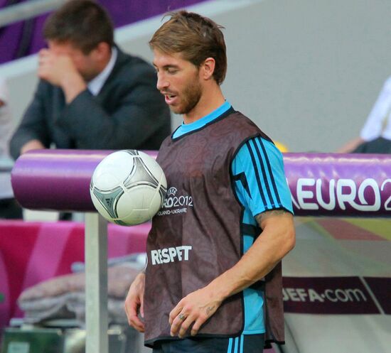 UEFA Euro 2012. Training of Italian and Spanish teams
