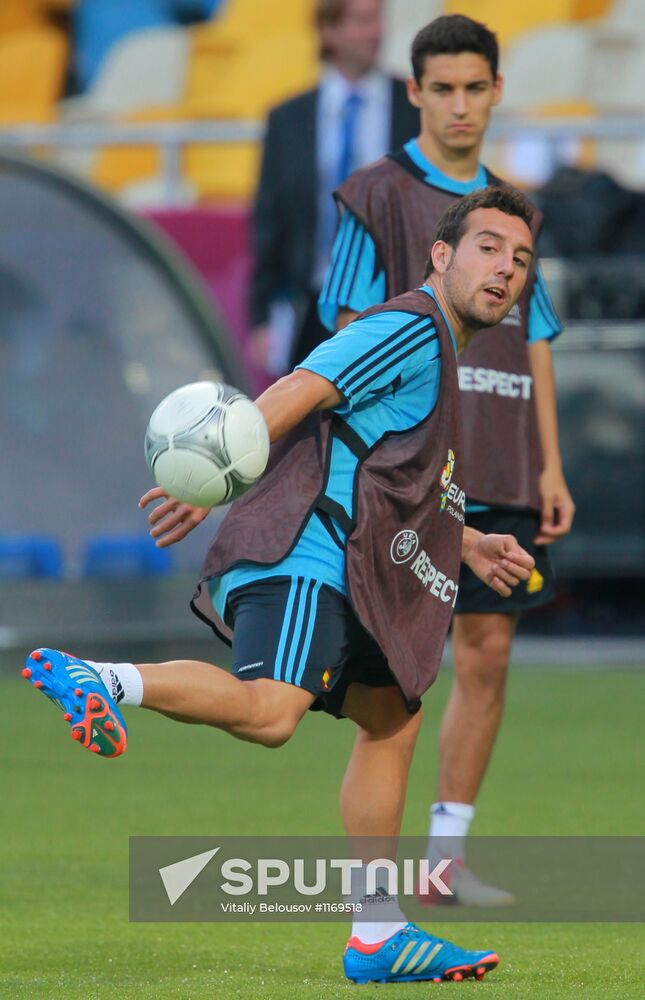 UEFA Euro 2012. Training of Italian and Spanish teams