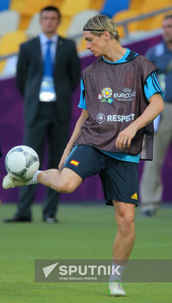 UEFA Euro 2012. Training of Italian and Spanish teams
