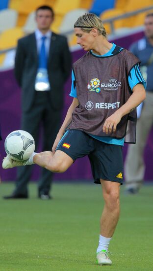 UEFA Euro 2012. Training of Italian and Spanish teams