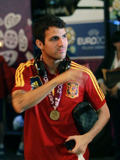 Spanish team come back to hotel after EURO 2012 final match