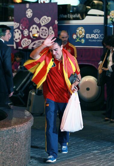 Spanish team come back to hotel after EURO 2012 final match