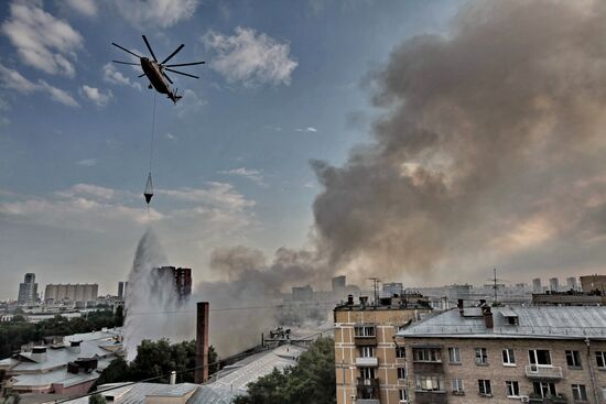 Hangar fire in north of Moscow under control
