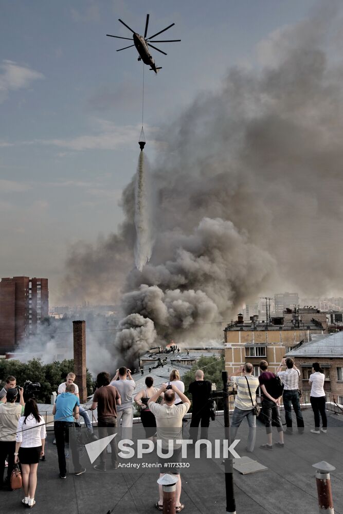 Hangar fire in north of Moscow under control