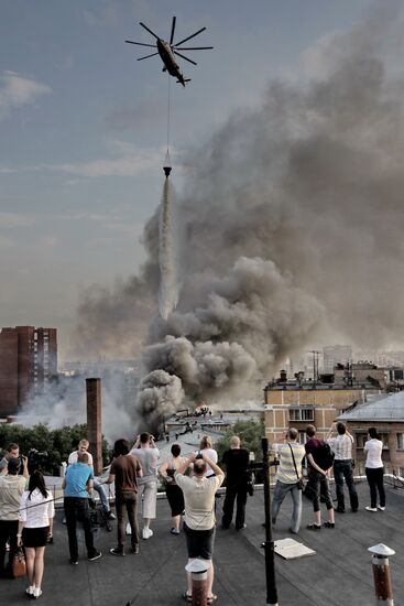 Hangar fire in north of Moscow under control
