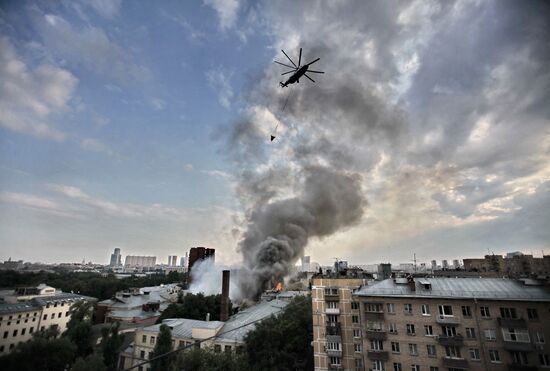 Hangar fire in north of Moscow under control