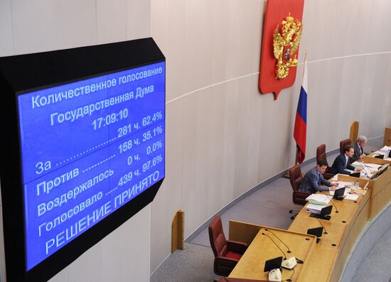 Russian State Duma holds plenary meeting
