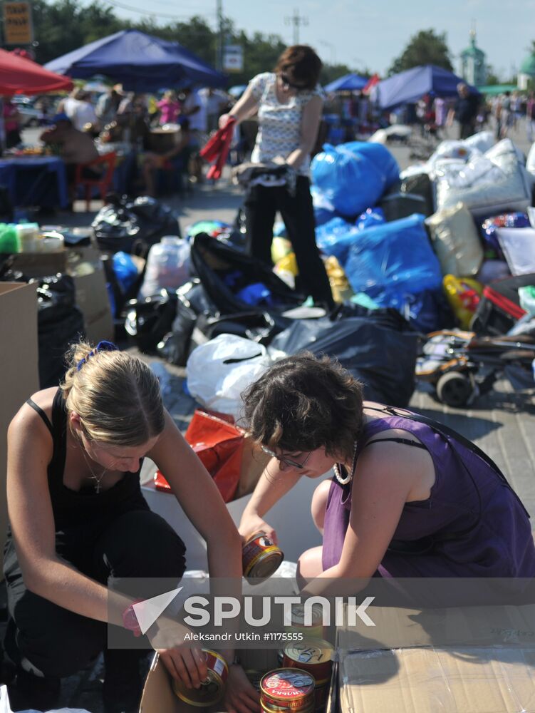 Collecting aid for flood victims in Kuban