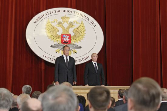 Vladimir Putin during meeting at Ministry of Foreign Affairs