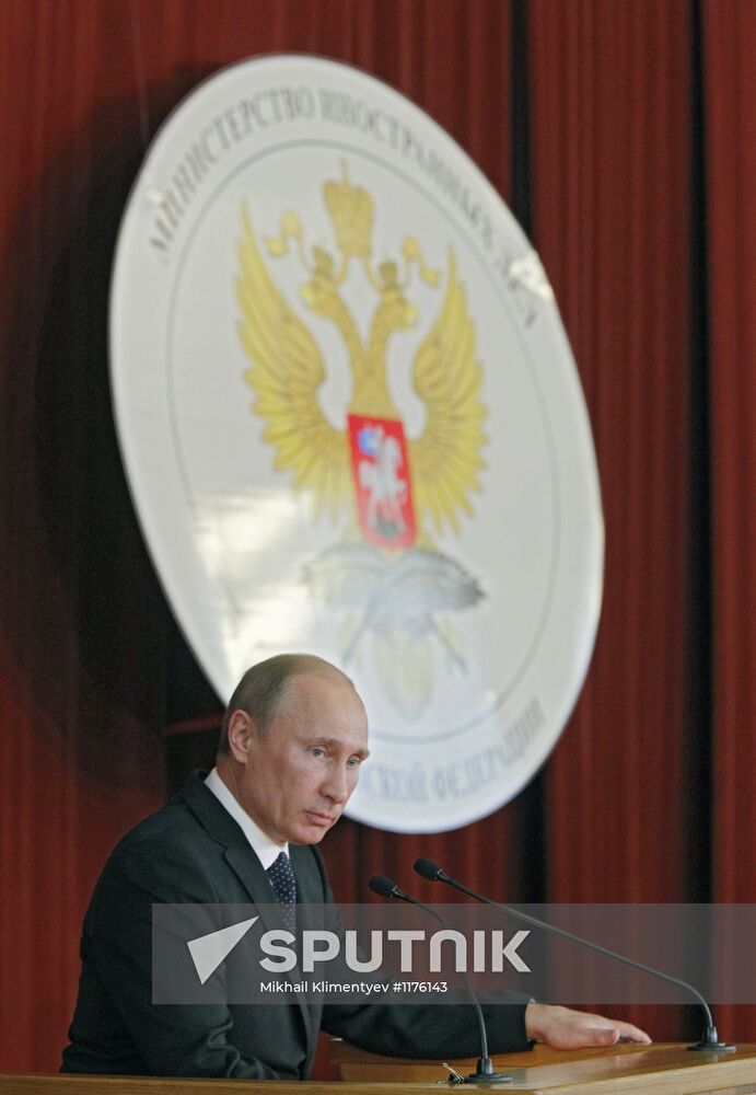 Vladimir Putin during meeting at Ministry of Foreign Affairs