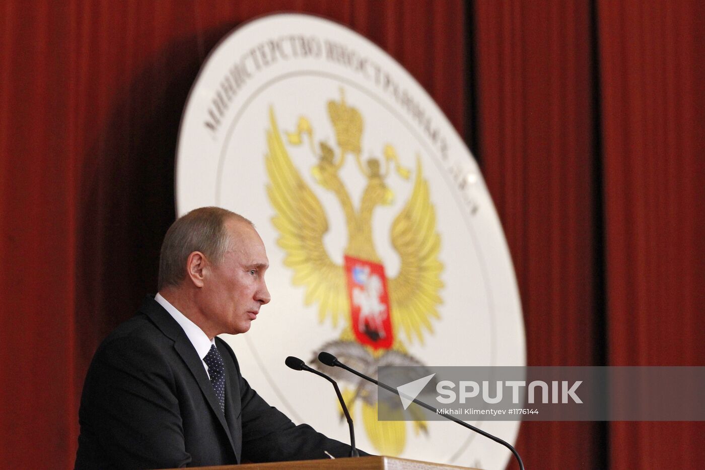 Vladimir Putin during meeting at Ministry of Foreign Affairs