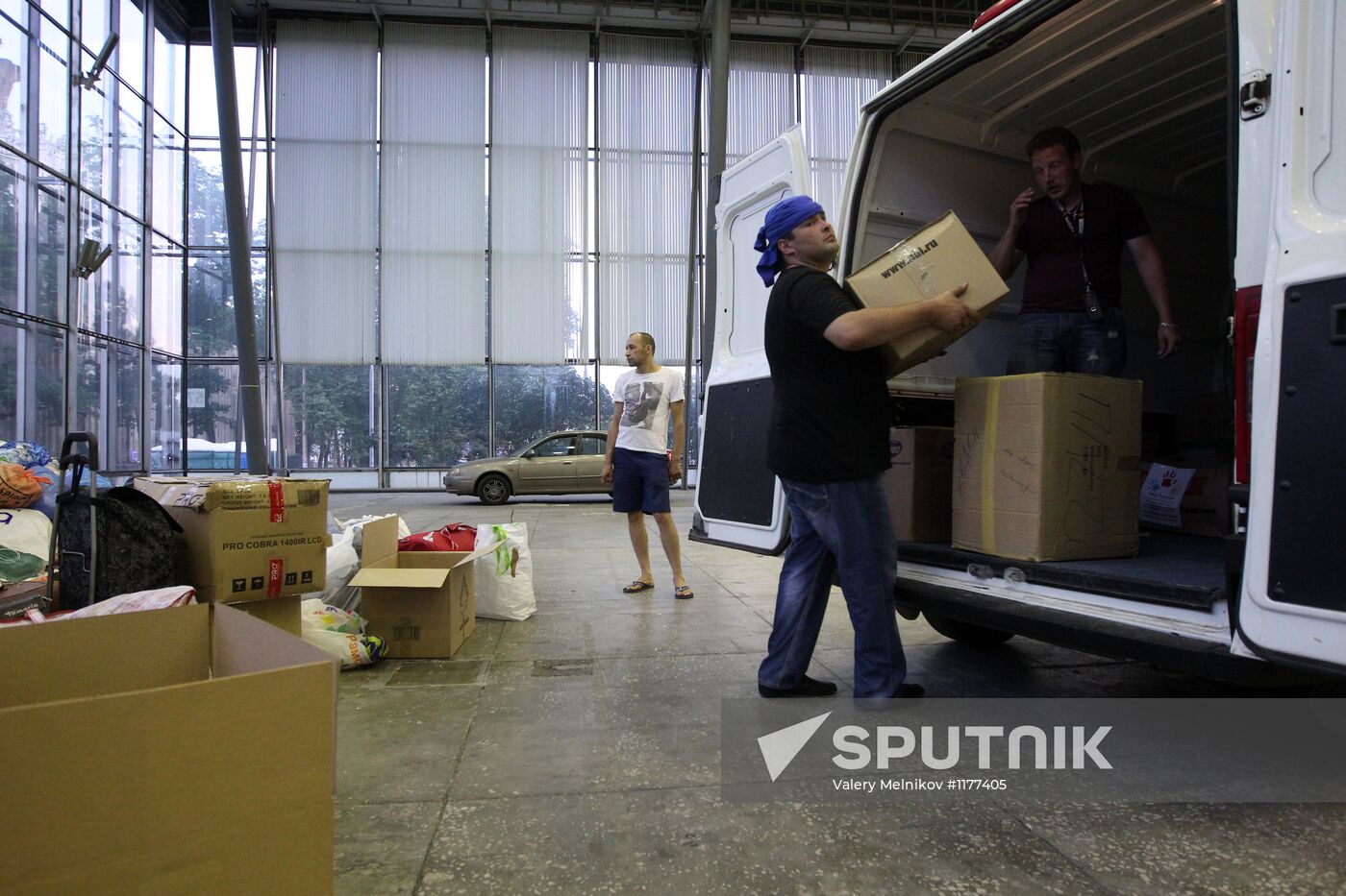 Loading and sending humanitarian aid to Krasnodar territory