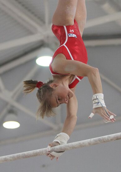 Training session by women's Olympic gymnastics team