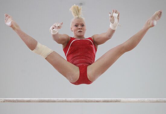 Training session by women's Olympic gymnastics team