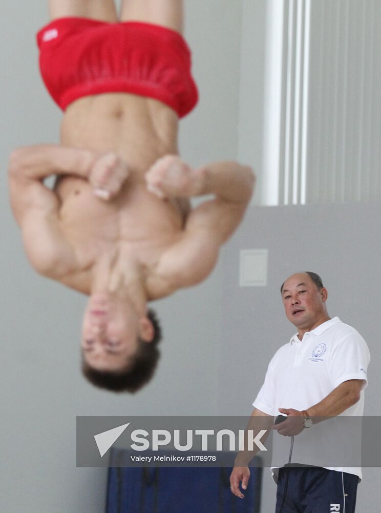 Training session by men's Olympic gymnastics team