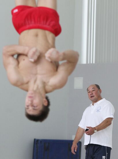 Training session by men's Olympic gymnastics team
