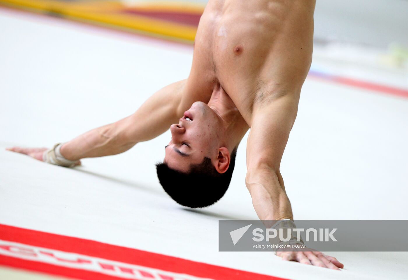 Training session by men's Olympic gymnastics team