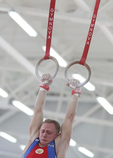 Training session by men's Olympic gymnastics team