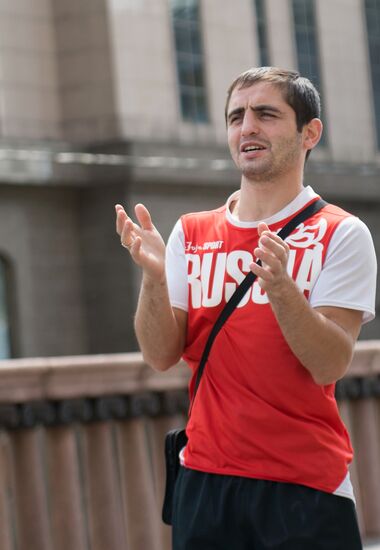 Russian Olympic teams members at Bosco Sport outfit center