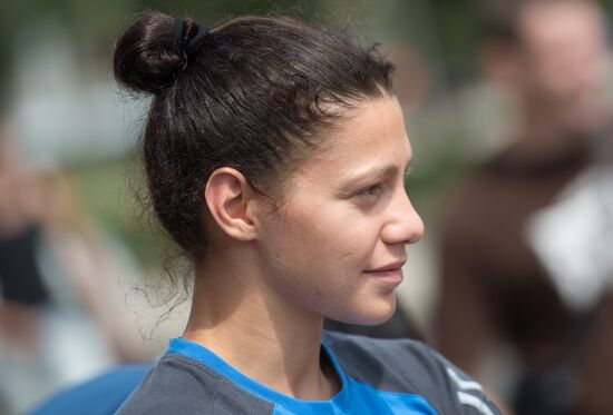 Russian Olympic teams members at Bosco Sport outfit center