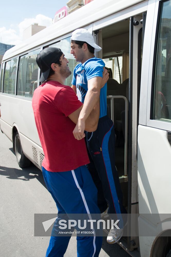 Russian Olympic teams members at Bosco Sport outfit center