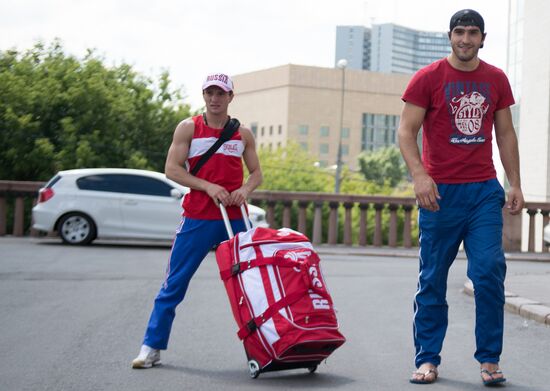 Russian Olympic teams members at Bosco Sport outfit center