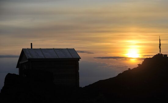 Volcanists work in GTFE area in Kamchatka