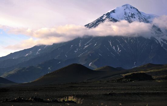 Volcanists work in GTFE area in Kamchatka