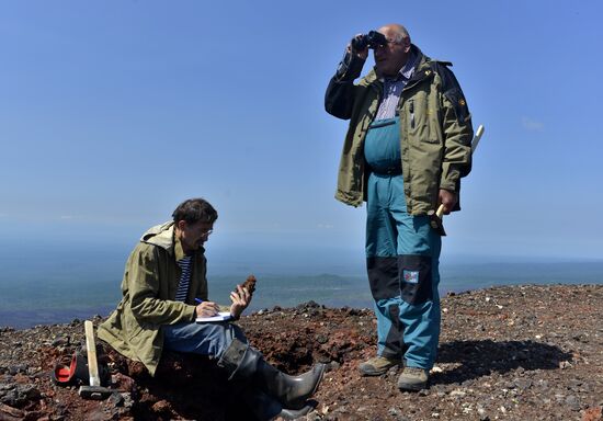Volcanologist at Great Tolbachik Fissure Eruption on Kamchatka