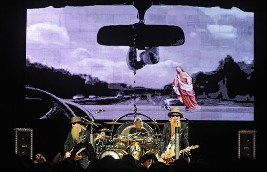 ZZ Top rock band performs in Moscow