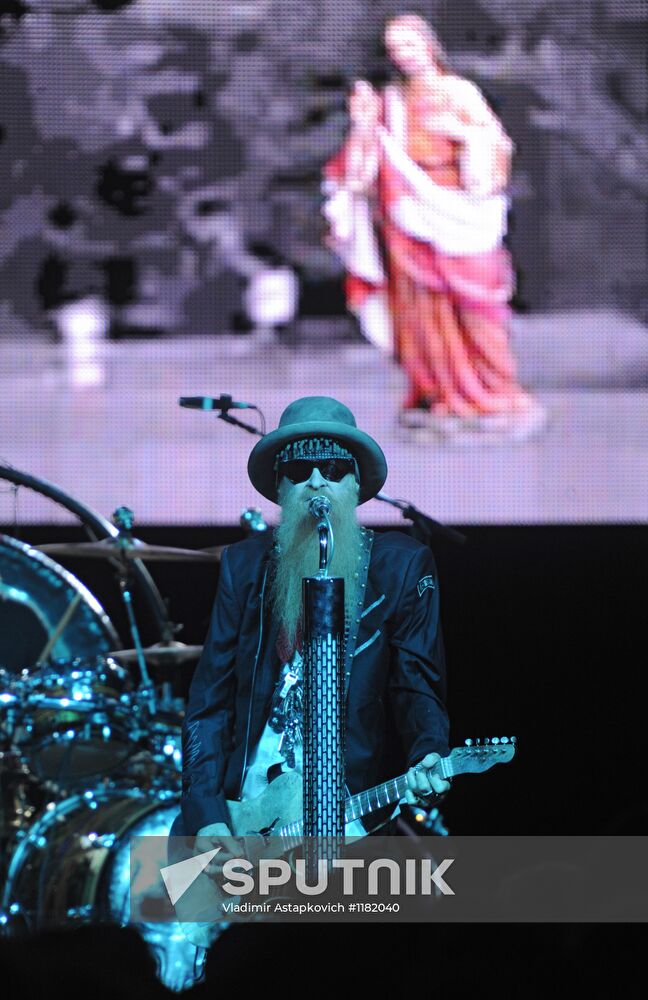 ZZ Top rock band performs in Moscow