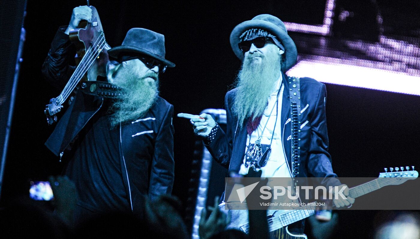 ZZ Top rock band performs in Moscow