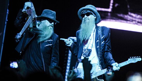 ZZ Top rock band performs in Moscow