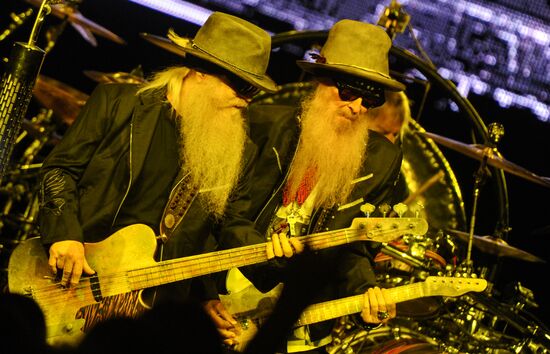 ZZ Top rock band performs in Moscow